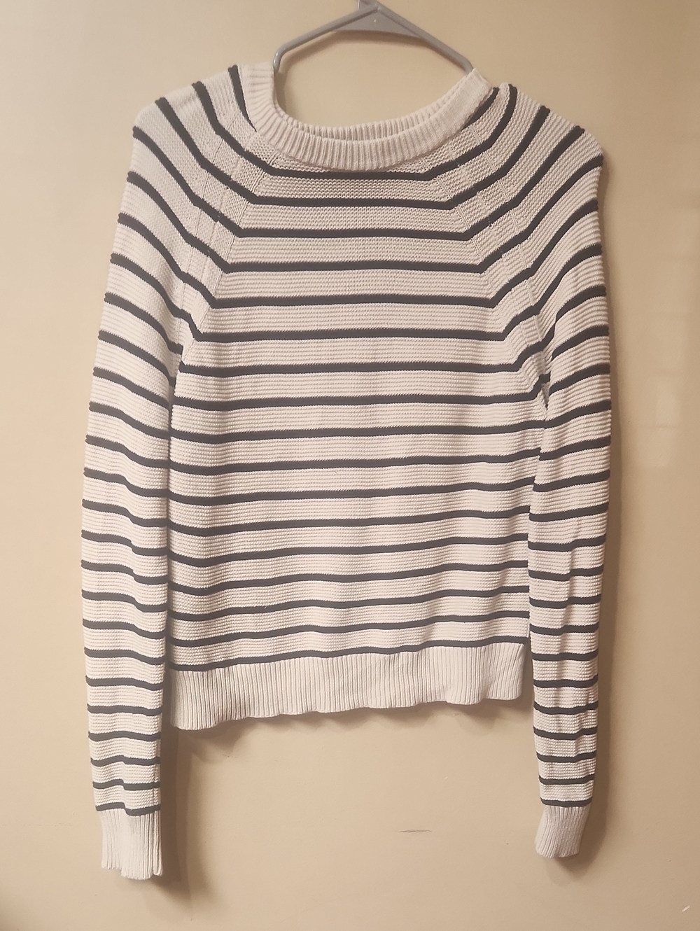 French Connection White & Black Striped Crewneck Sweater